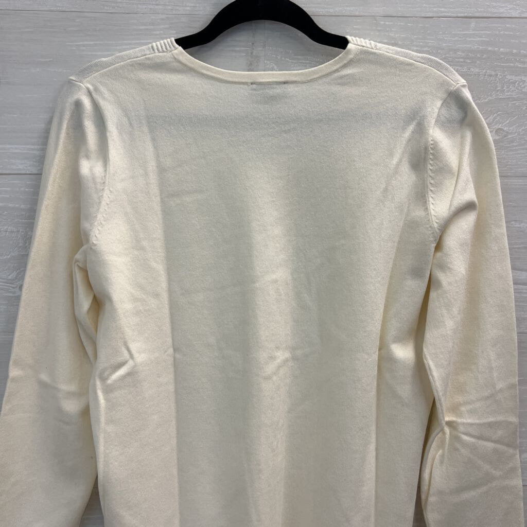 Talbots Cream Knit Long Sleeve Sweater Top Medium