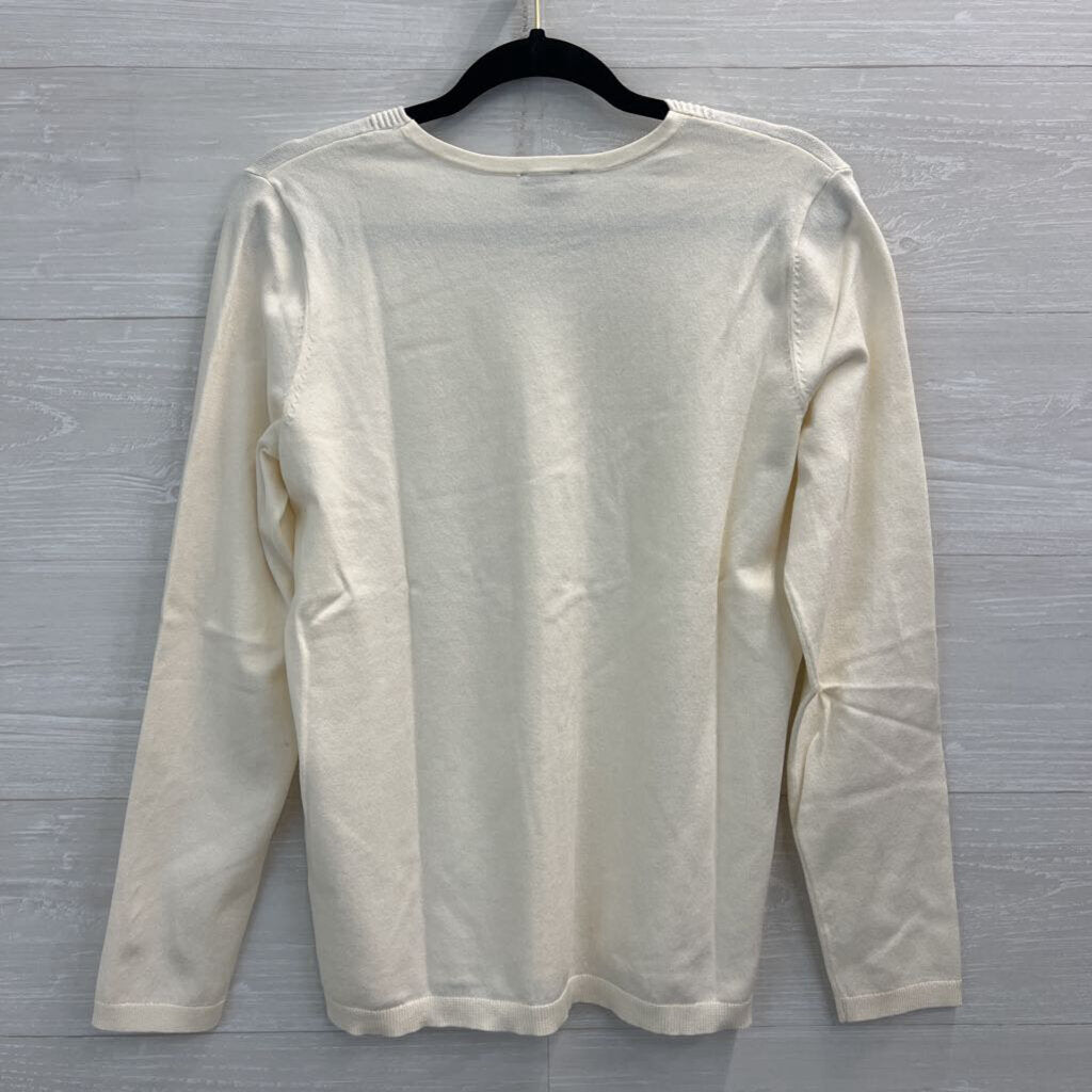Talbots Cream Knit Long Sleeve Sweater Top Medium