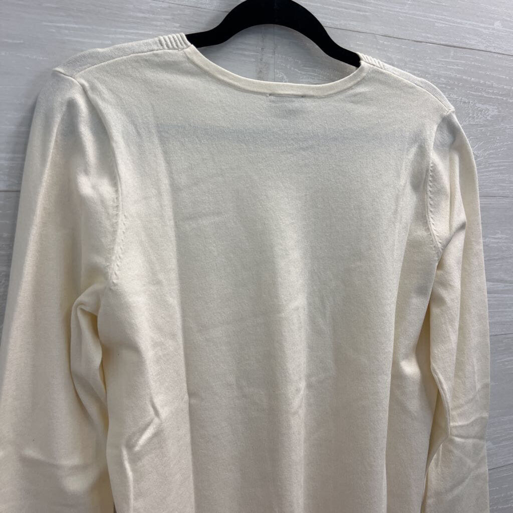 Talbots Cream Knit Long Sleeve Sweater Top Medium