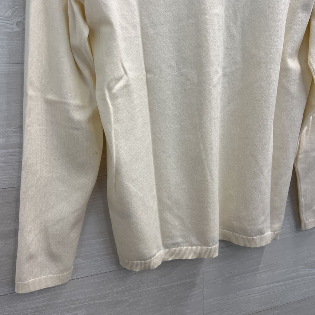 Talbots Cream Knit Long Sleeve Sweater Top Medium