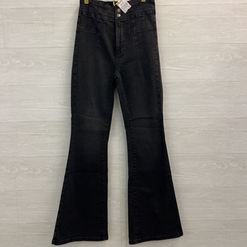 We The Free Black Denim Jayde High Rise Flare Leg Jeans 28