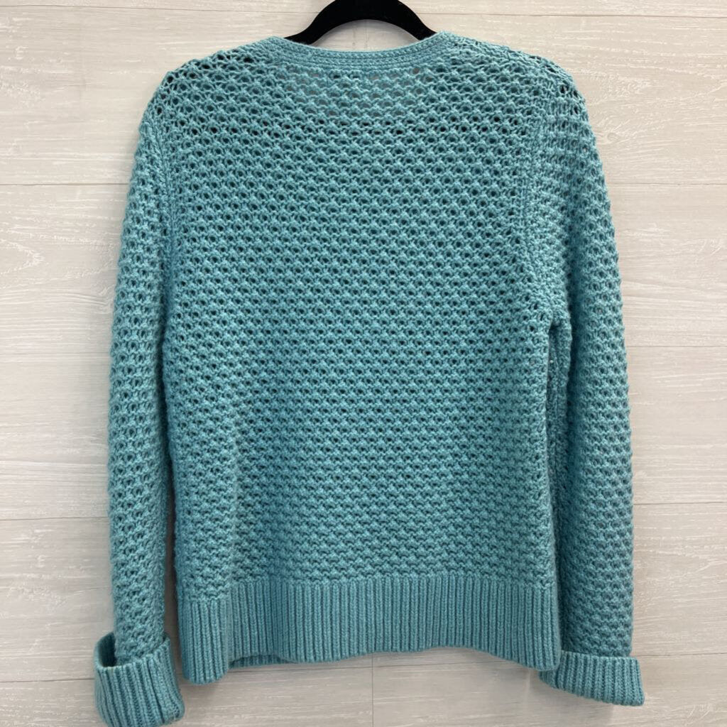 LL Bean Blue Knit Cardigan Sweater Large