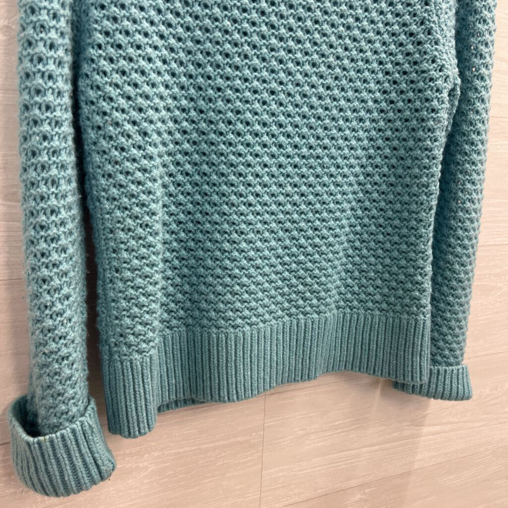 LL Bean Blue Knit Cardigan Sweater Large