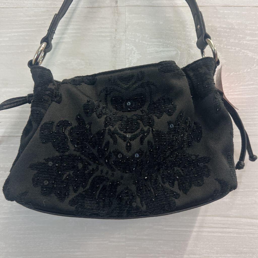 Black Tapestry Beaded Mini Purse