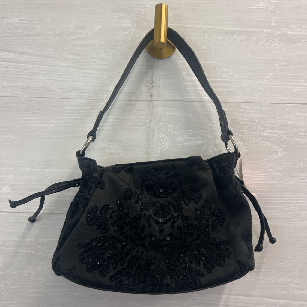 Black Tapestry Beaded Mini Purse