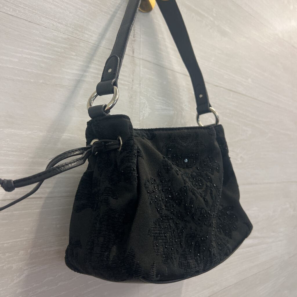 Black Tapestry Beaded Mini Purse