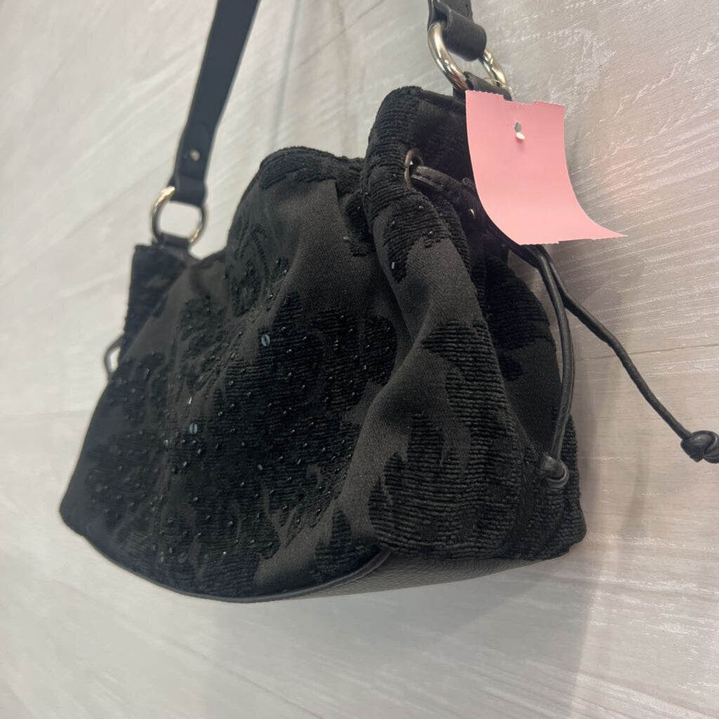 Black Tapestry Beaded Mini Purse