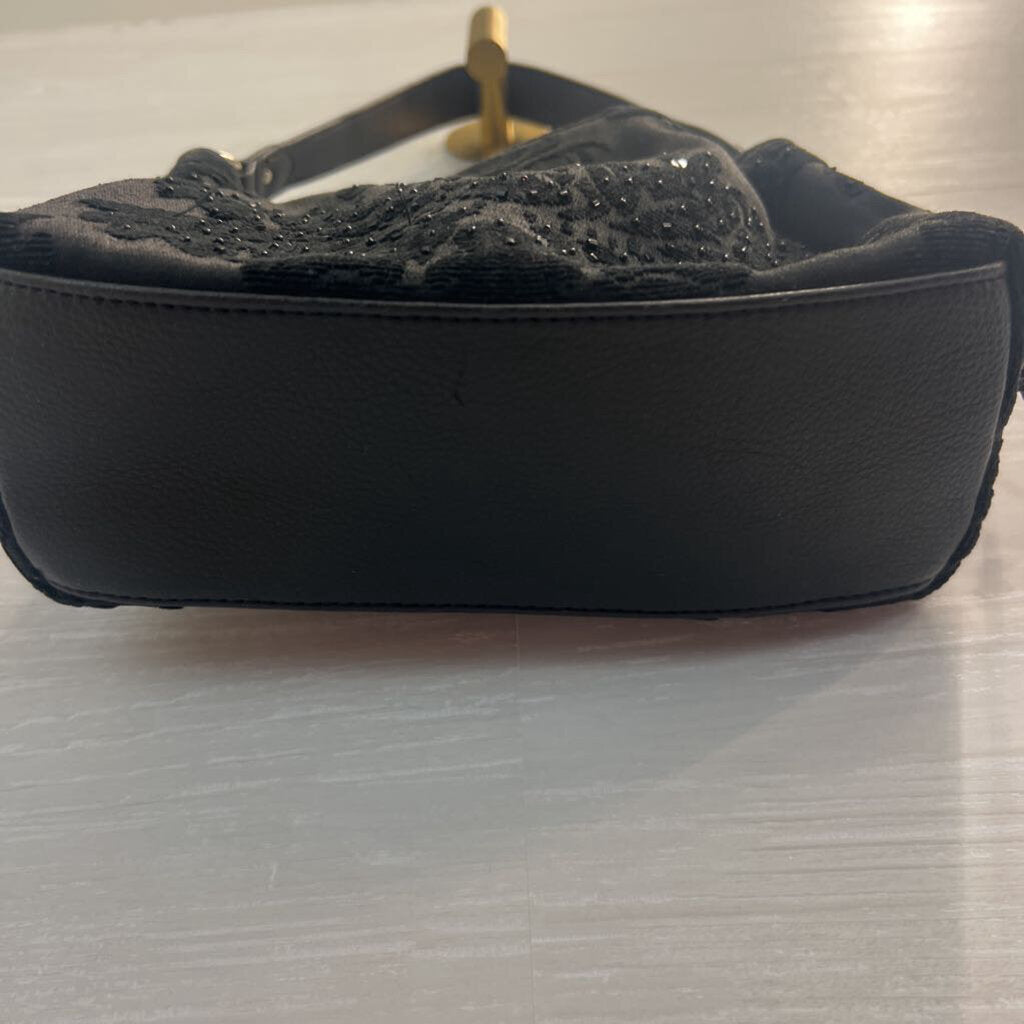 Black Tapestry Beaded Mini Purse