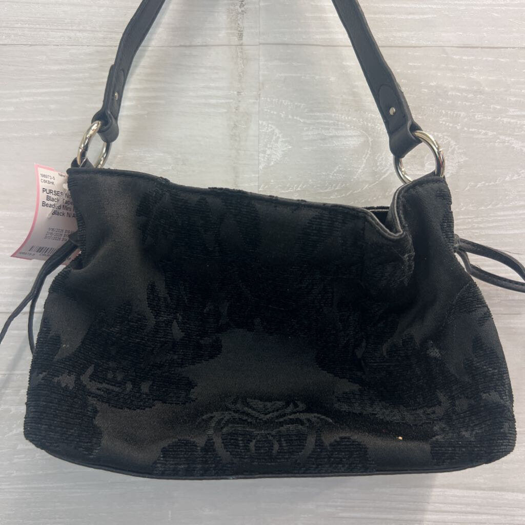 Black Tapestry Beaded Mini Purse