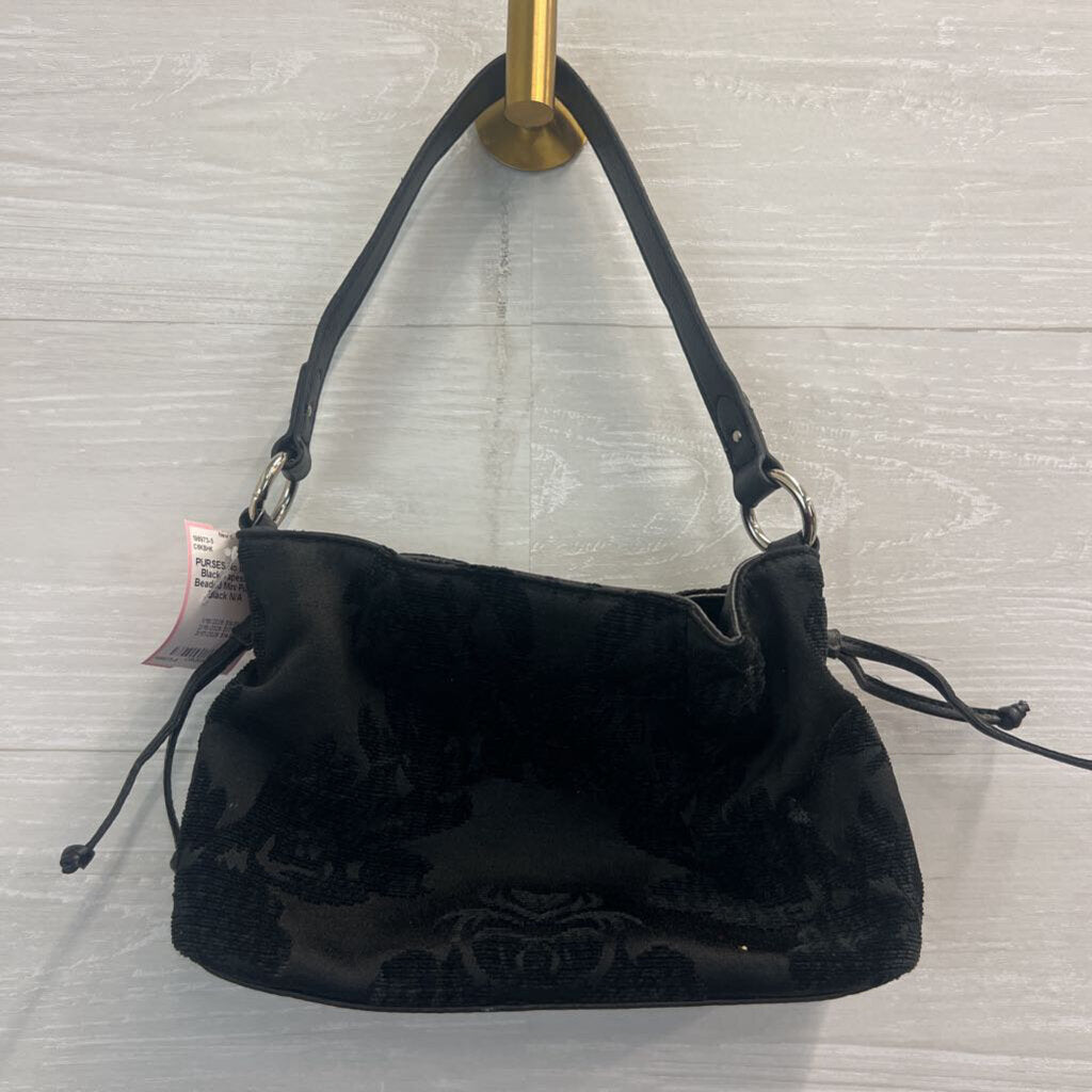 Black Tapestry Beaded Mini Purse