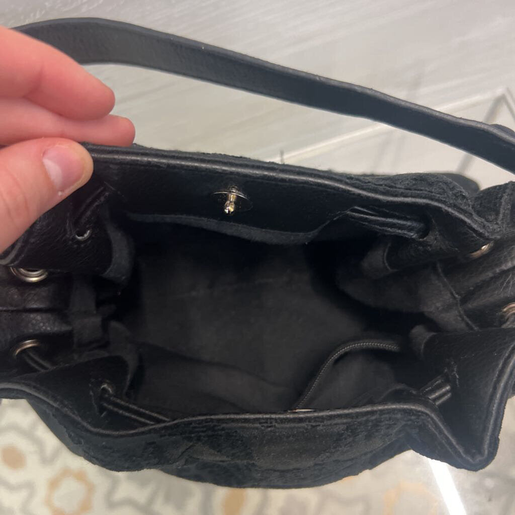 Black Tapestry Beaded Mini Purse