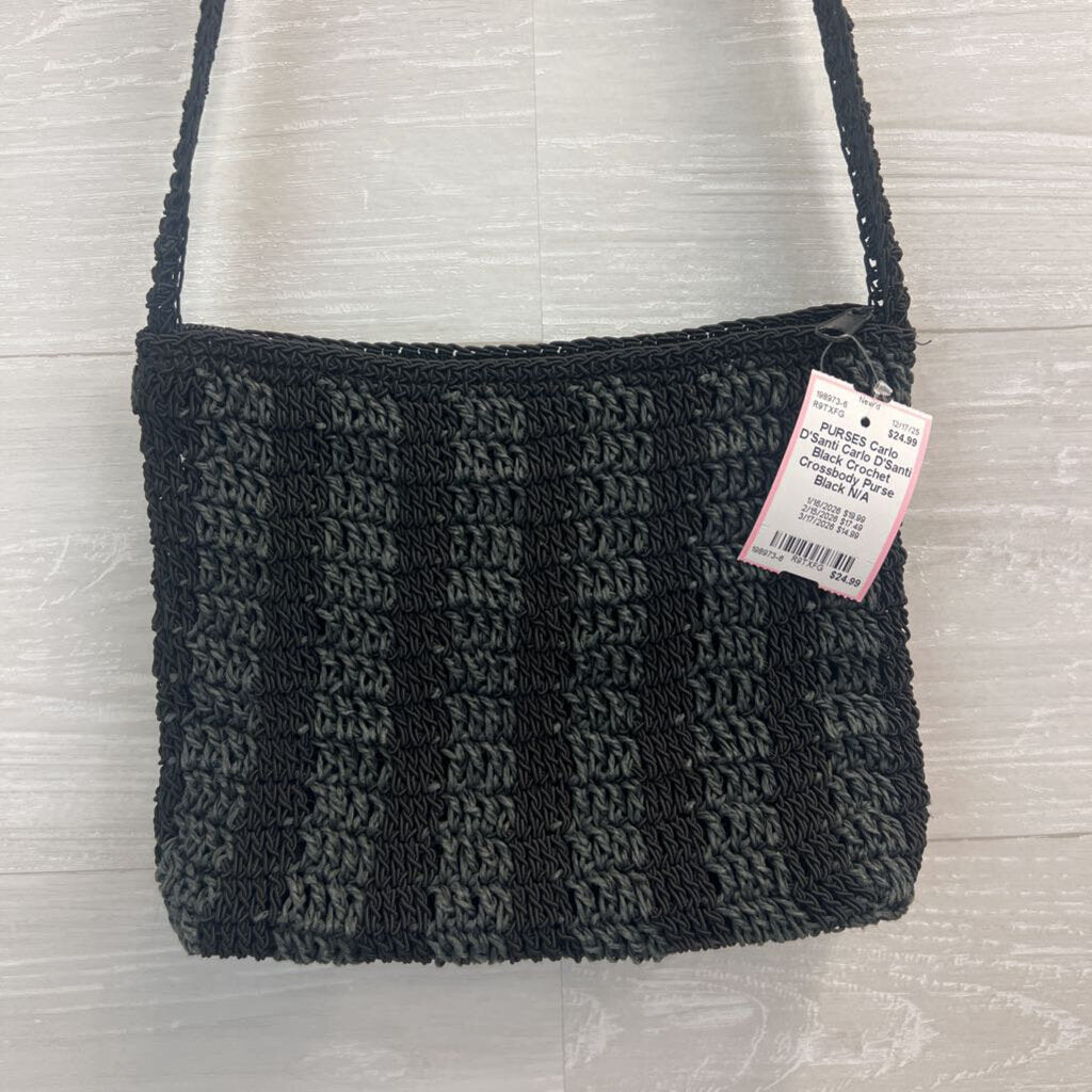 Carlo D'Santi Black Crochet Crossbody Purse