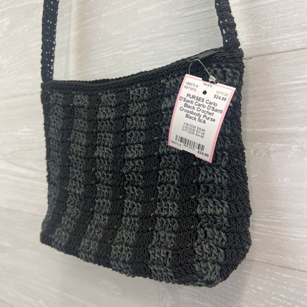 Carlo D'Santi Black Crochet Crossbody Purse