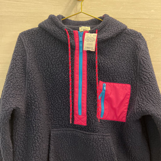 J Crew Navy/ Pink Vintage Fleece Half Zip Pullover Medium