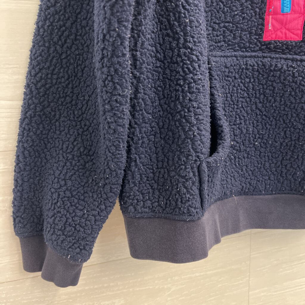 J Crew Navy/ Pink Vintage Fleece Half Zip Pullover Medium