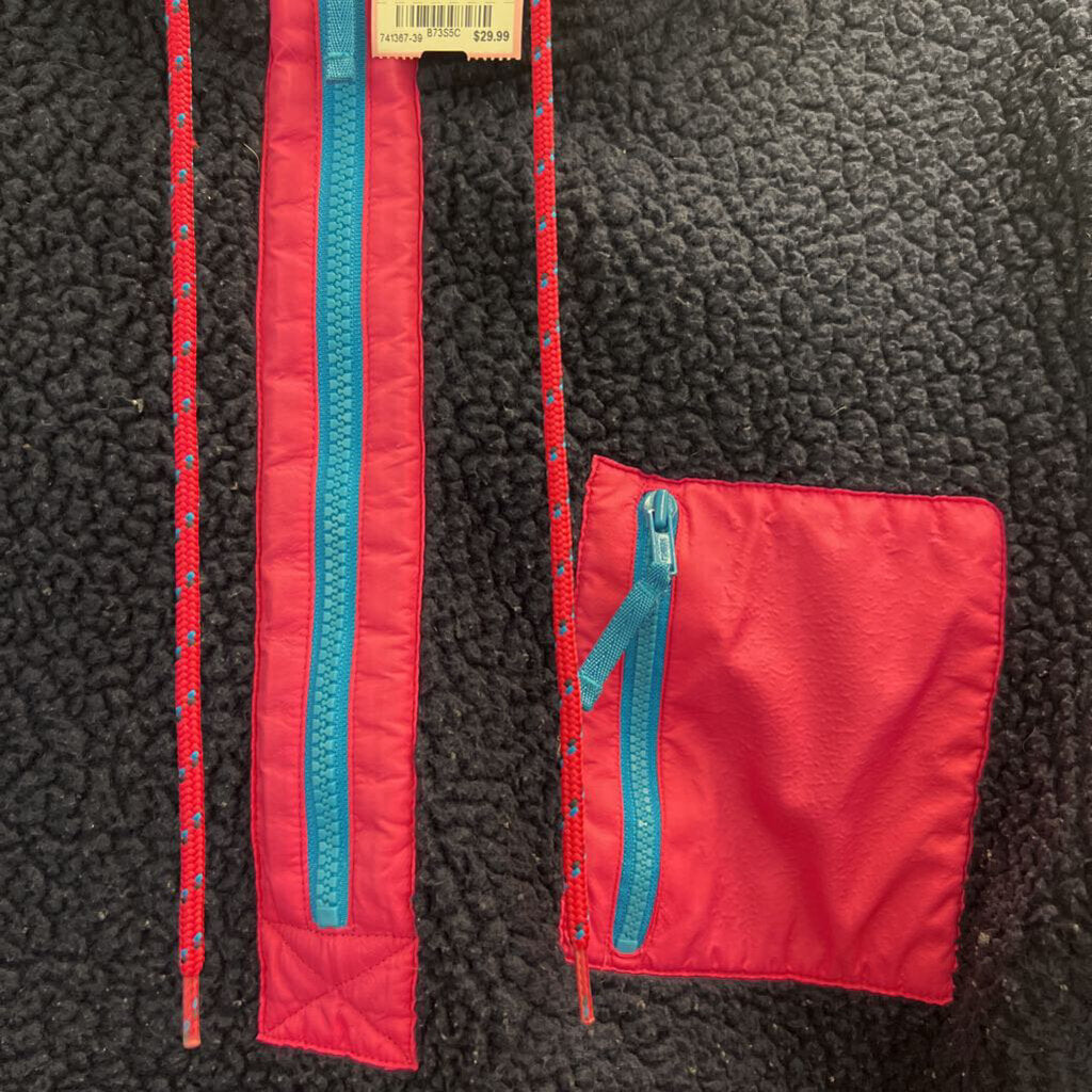 J Crew Navy/ Pink Vintage Fleece Half Zip Pullover Medium