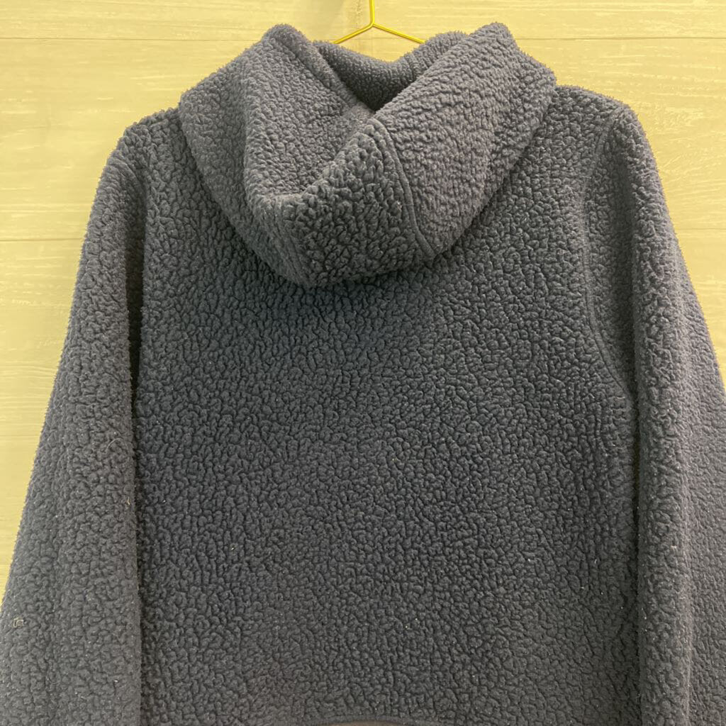 J Crew Navy/ Pink Vintage Fleece Half Zip Pullover Medium