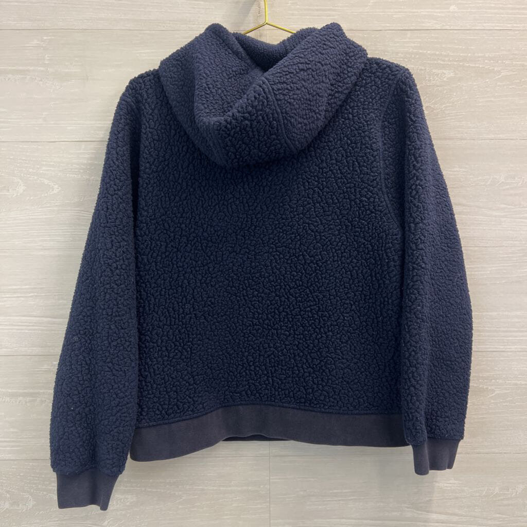 J Crew Navy/ Pink Vintage Fleece Half Zip Pullover Medium