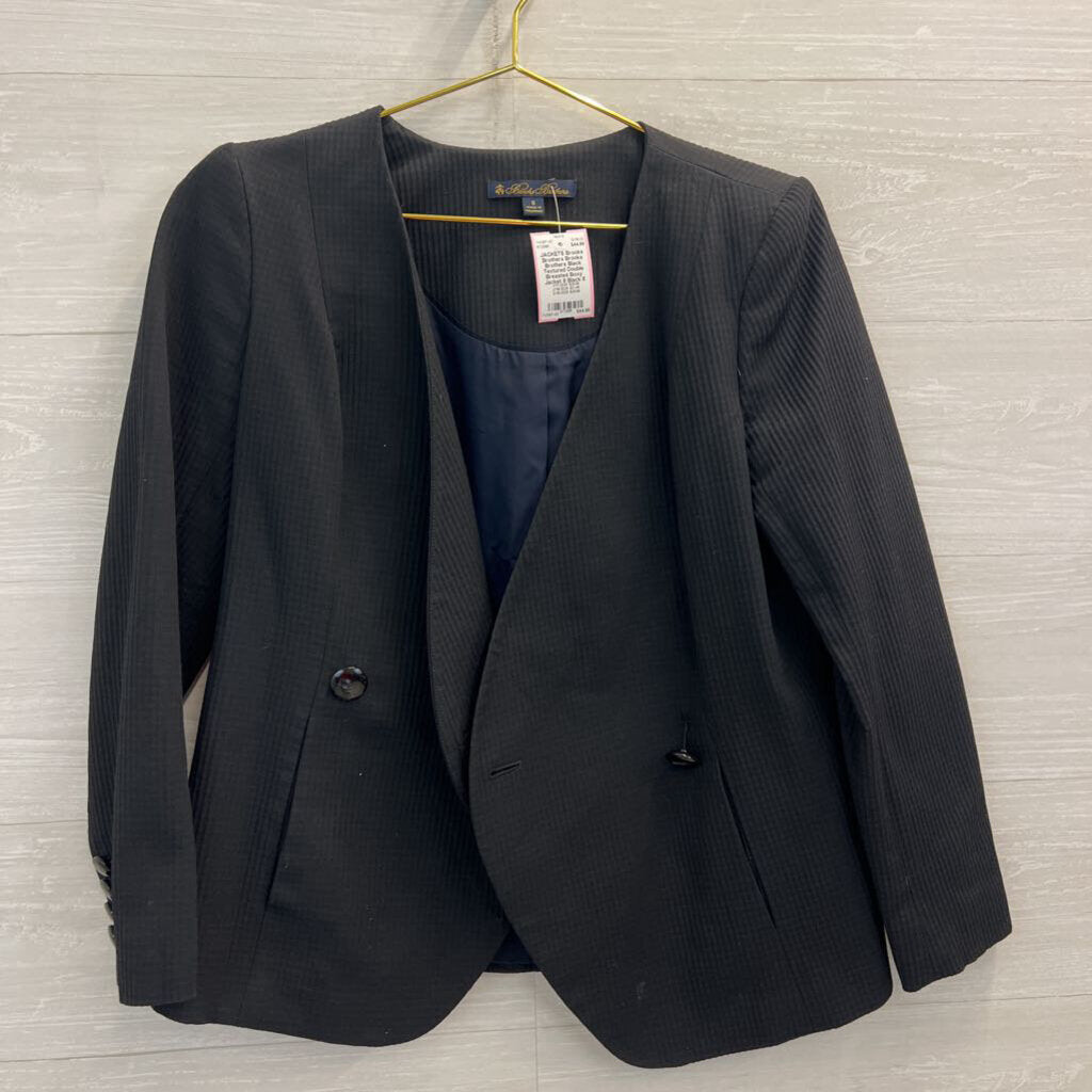 Brooks Brothers Black Textured Double Breasted Boxy Jacket 8