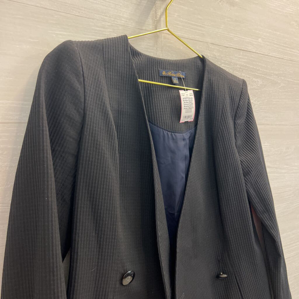 Brooks Brothers Black Textured Double Breasted Boxy Jacket 8