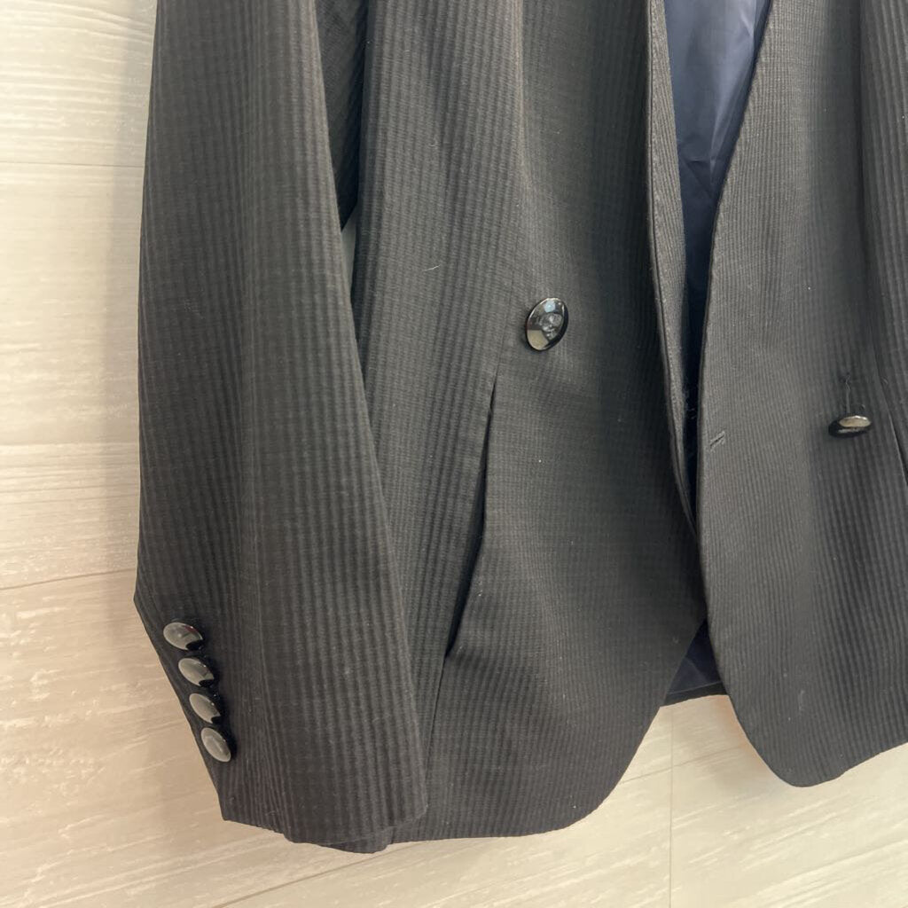 Brooks Brothers Black Textured Double Breasted Boxy Jacket 8