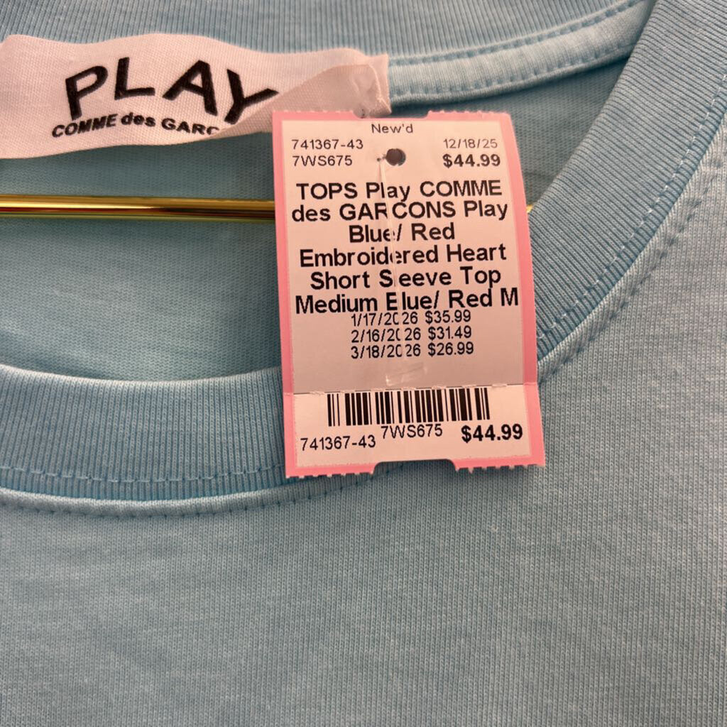 Play Blue/ Red Embroidered Heart Short Sleeve Top Medium
