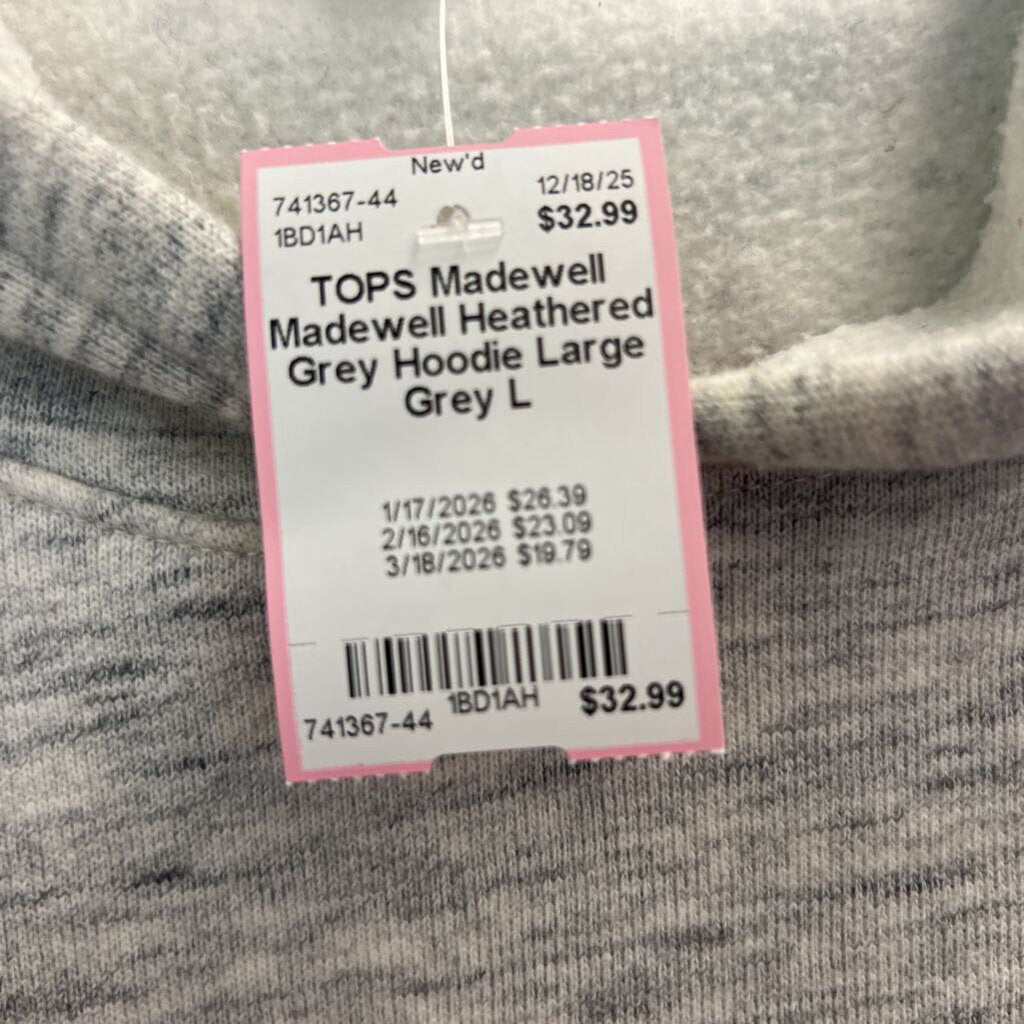 Madewell Heathered Grey Hoodie Large
