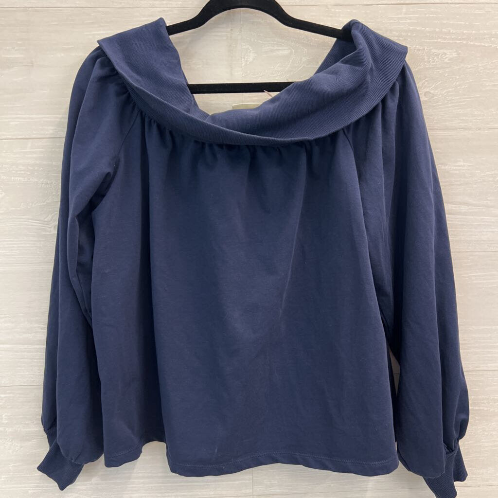 Maeve Navy Off Shoulder Slouchy Top Large