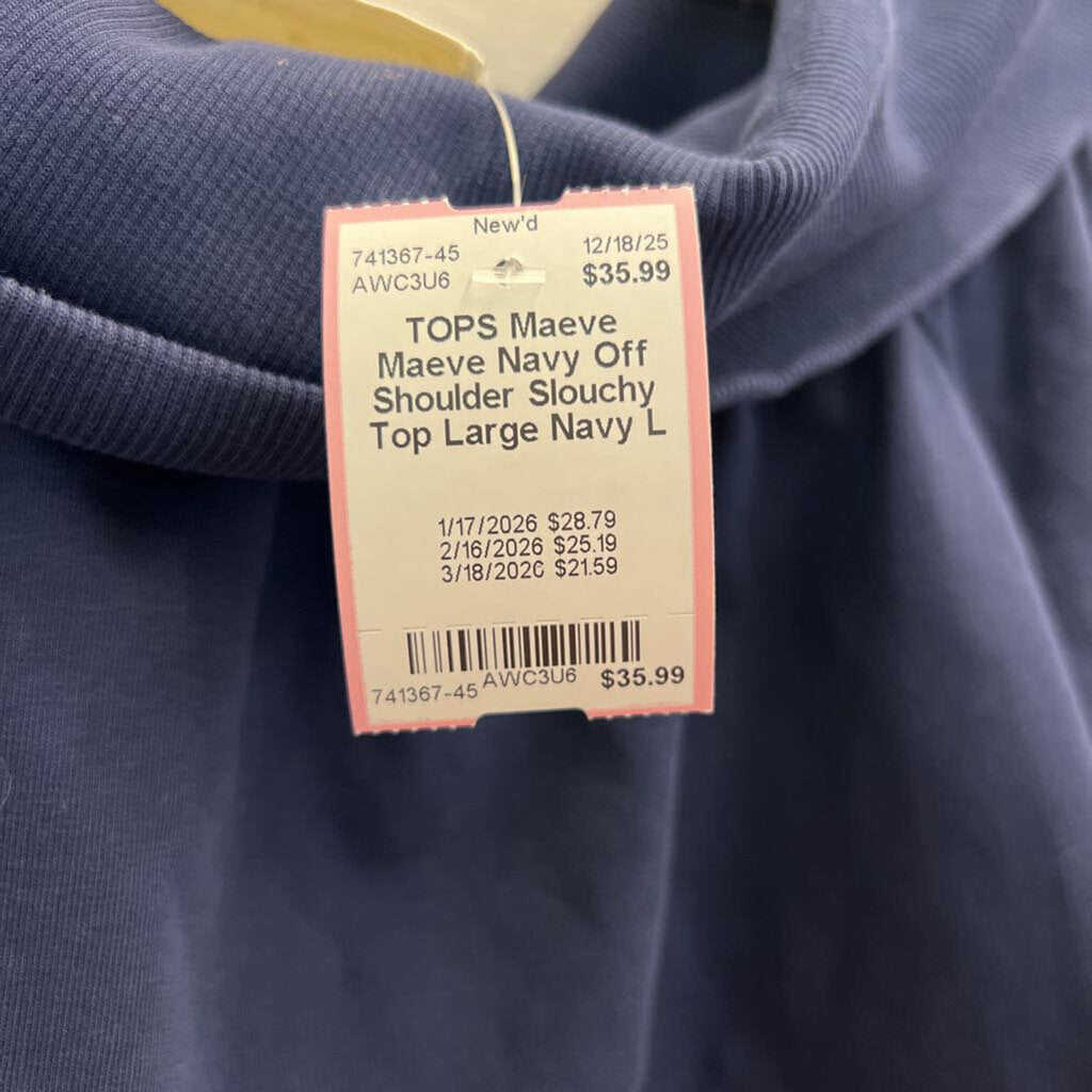 Maeve Navy Off Shoulder Slouchy Top Large