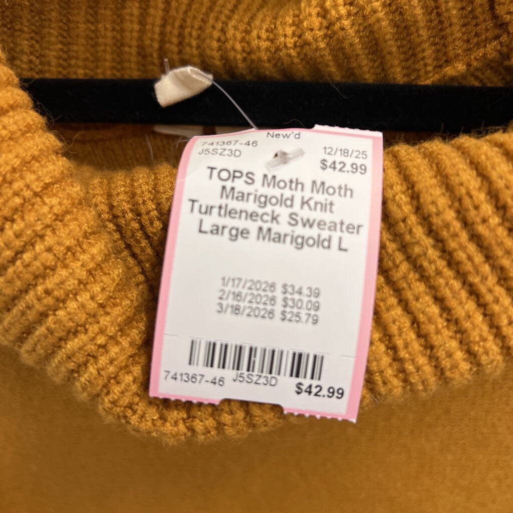 Moth Marigold Knit Turtleneck Sweater Large