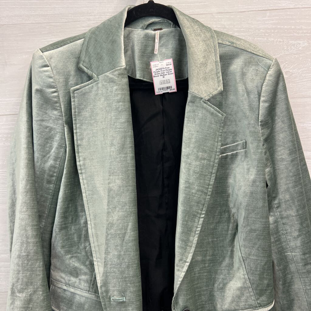 Free People Green Halo Velvet Blazer Medium