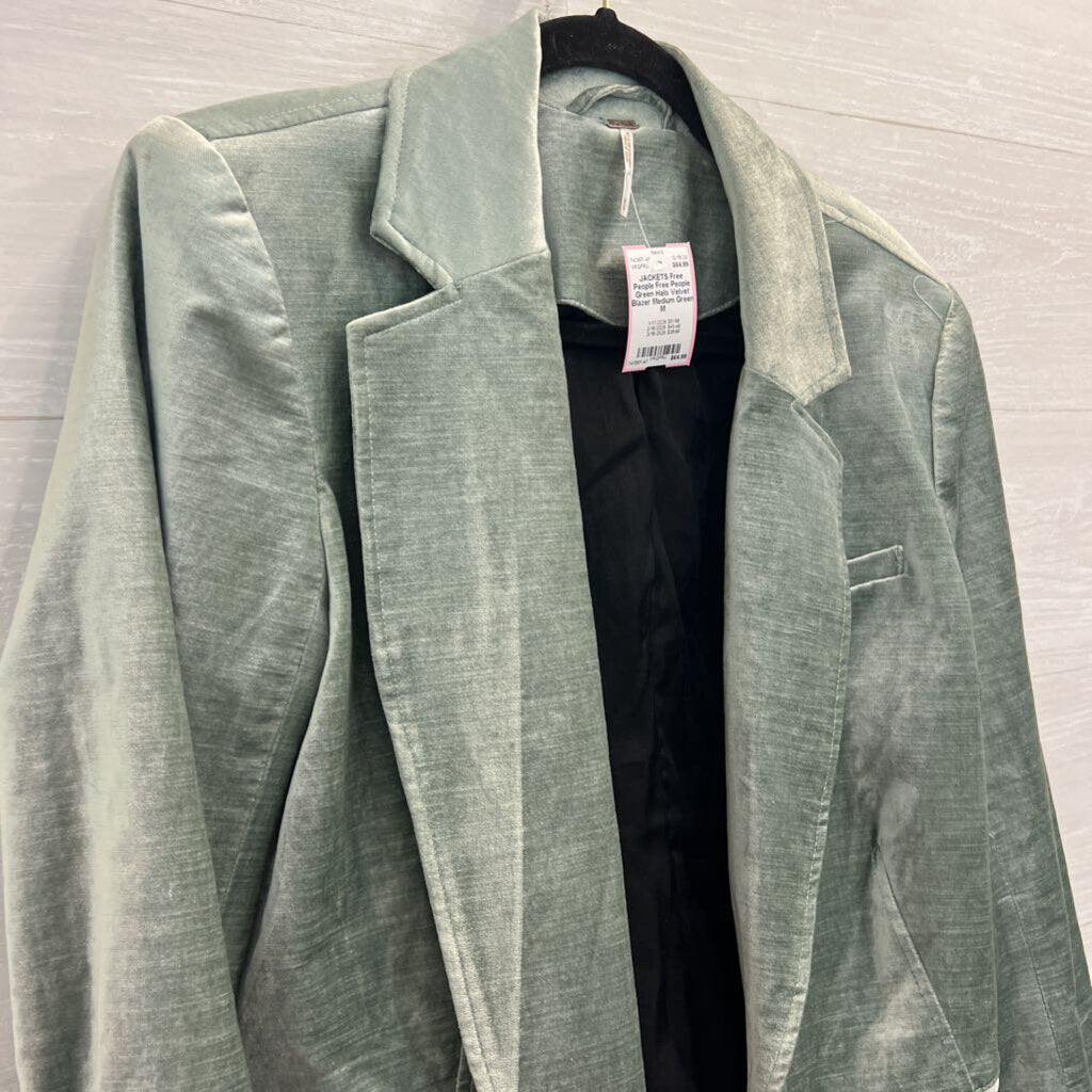 Free People Green Halo Velvet Blazer Medium