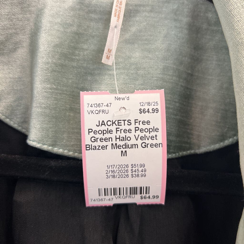 Free People Green Halo Velvet Blazer Medium