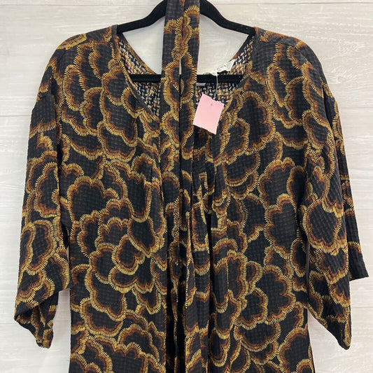 Trina Turk Black/ Brown Print Long Sleeve Tie Waist Dress 10