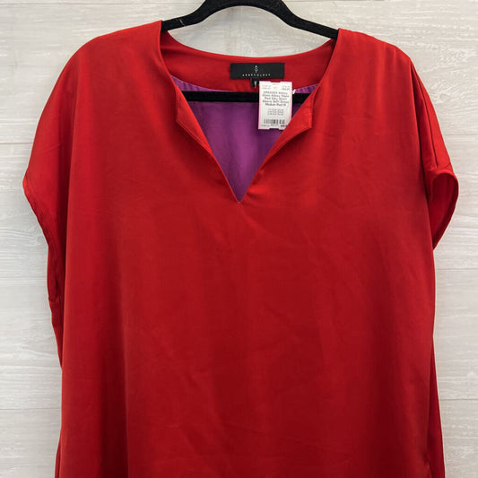 Abbey Glass Red Silky Short Sleeve Shift Dress Medium