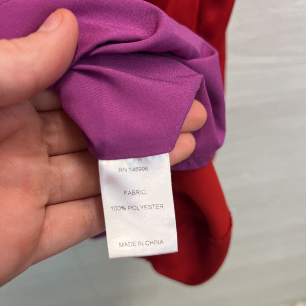 Abbey Glass Red Silky Short Sleeve Shift Dress Medium