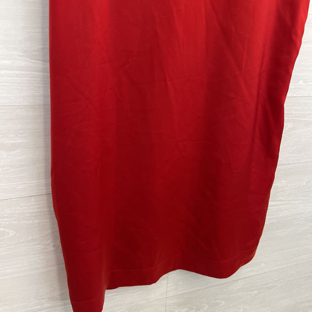 Abbey Glass Red Silky Short Sleeve Shift Dress Medium