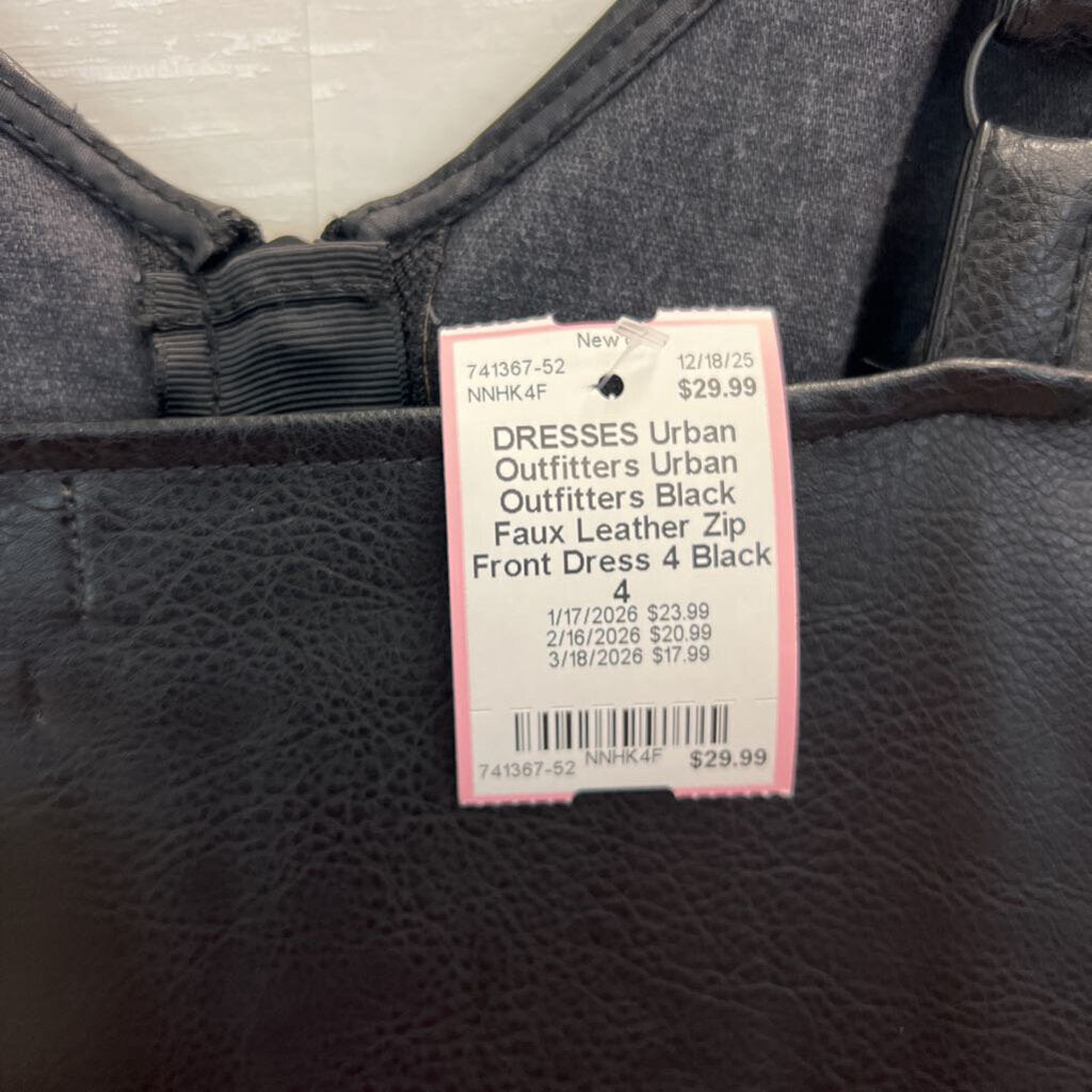 Urban Outfitters Black Faux Leather Zip Front Dress 4