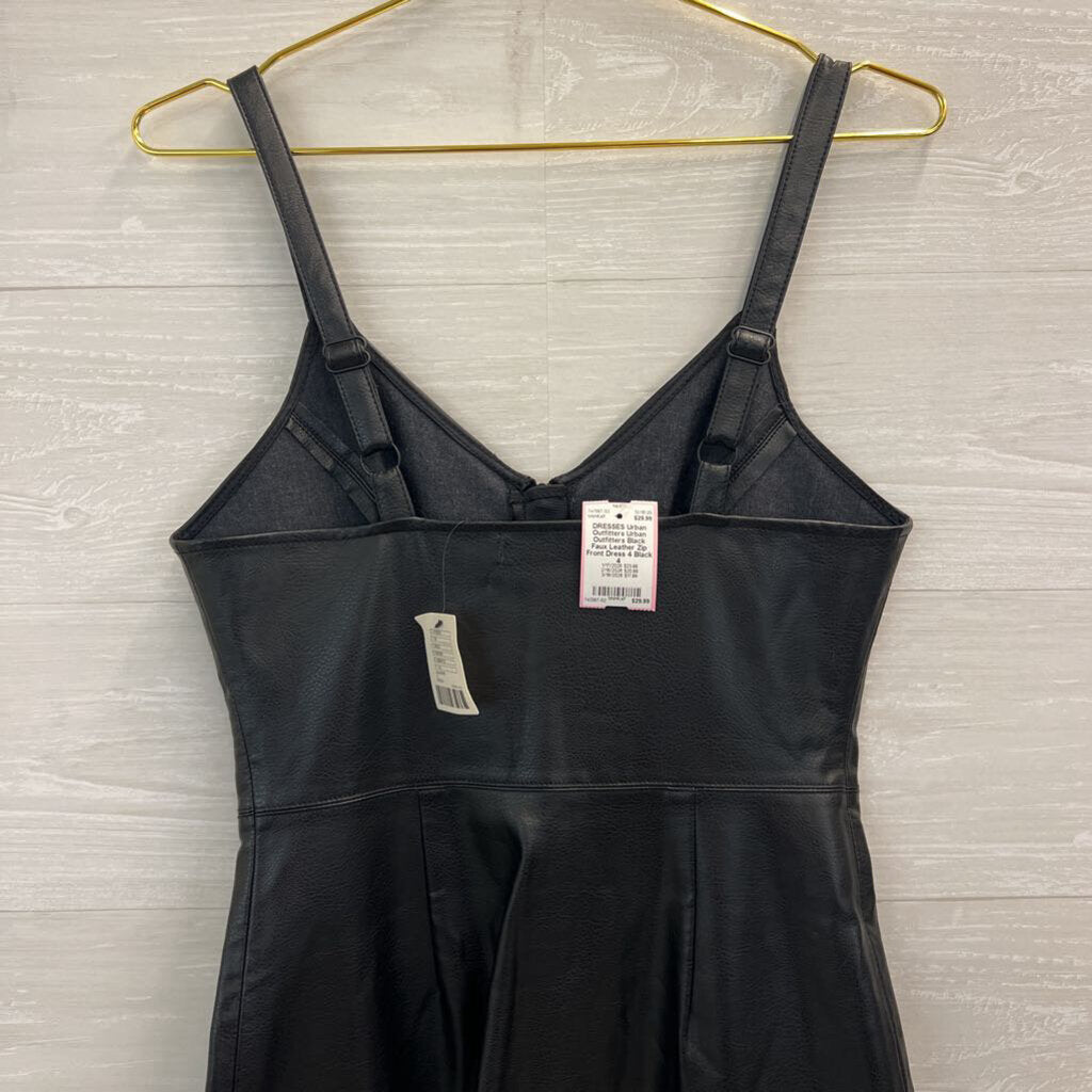 Urban Outfitters Black Faux Leather Zip Front Dress 4