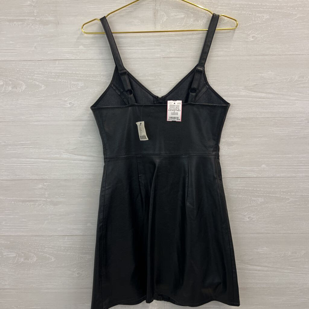 Urban Outfitters Black Faux Leather Zip Front Dress 4