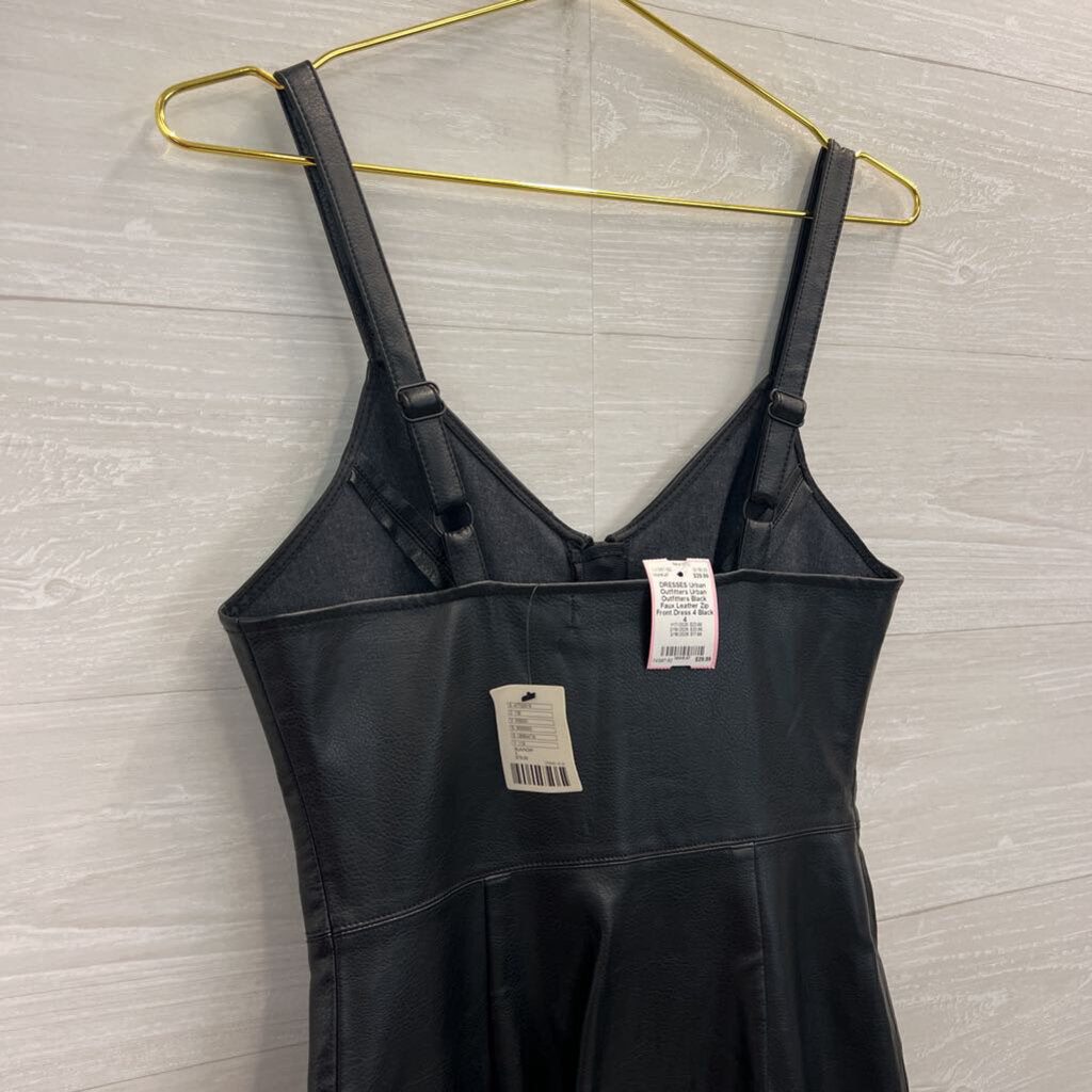 Urban Outfitters Black Faux Leather Zip Front Dress 4