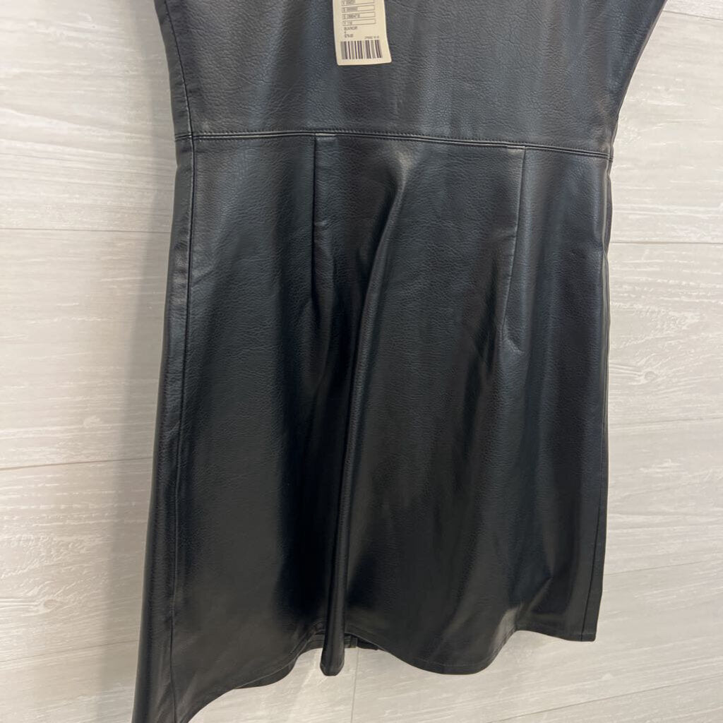 Urban Outfitters Black Faux Leather Zip Front Dress 4