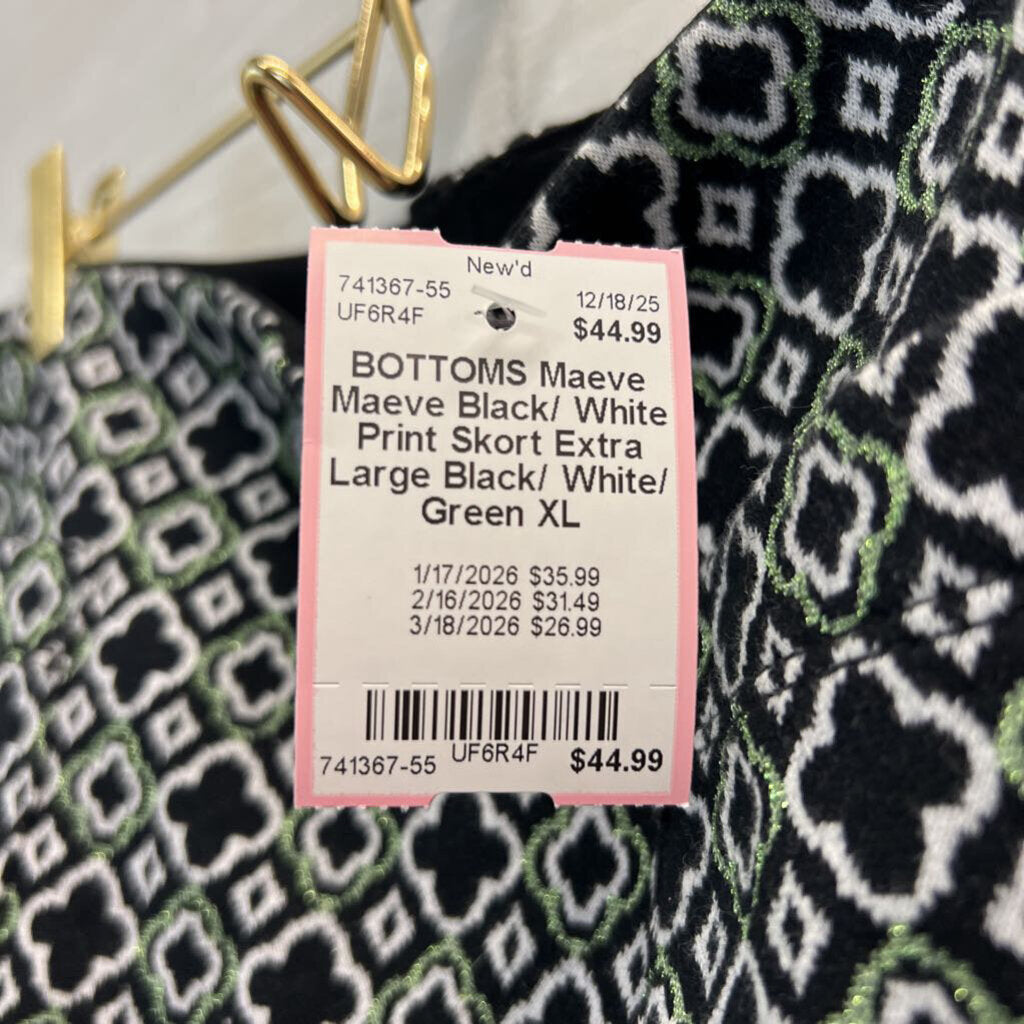 Maeve Black/ White Print Skort Extra Large