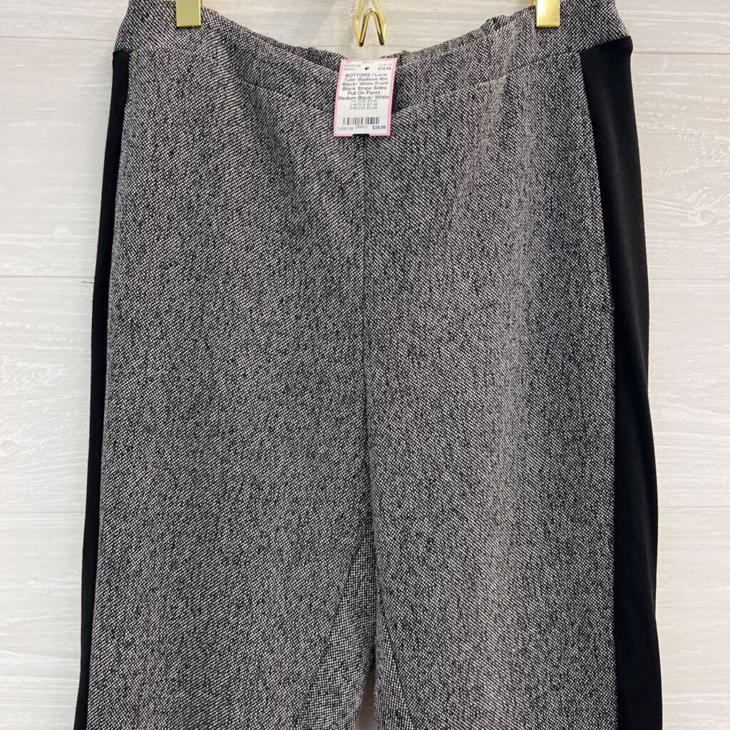 iltm Black/ White Front Black Stripe Sides Pull On Pants Medium