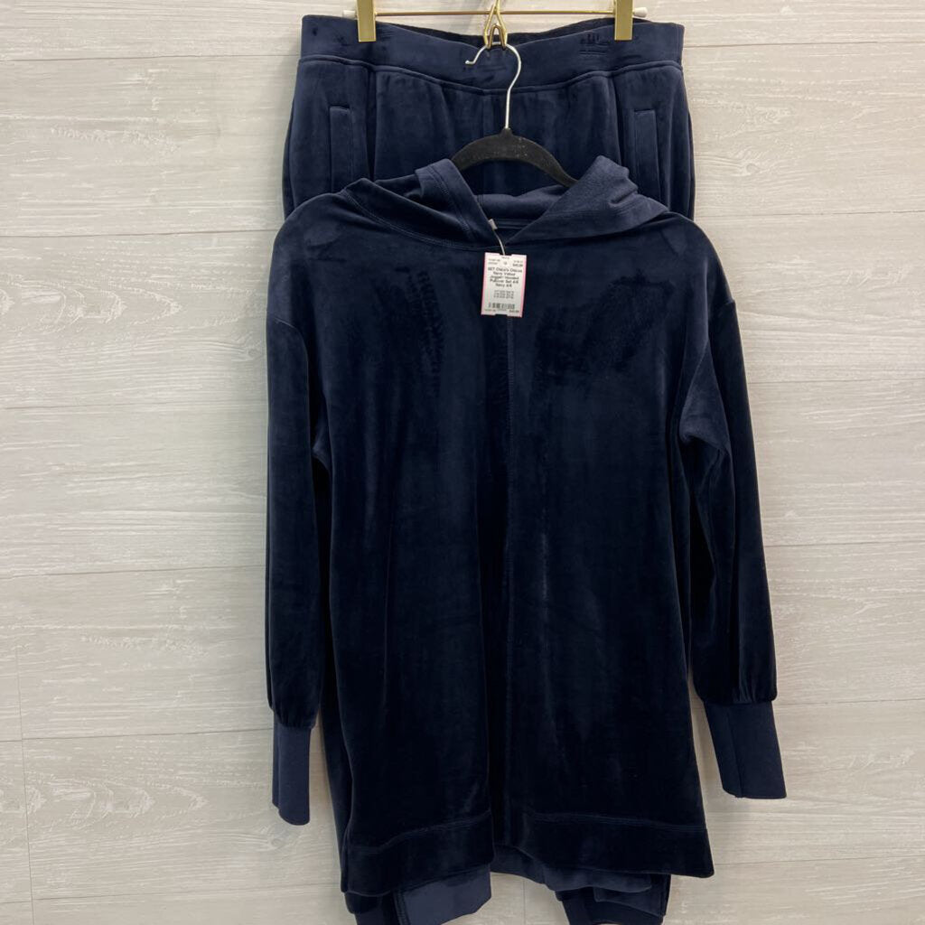 Chicos Navy Velour Jogger/ Hooded Pullover Set 4/6