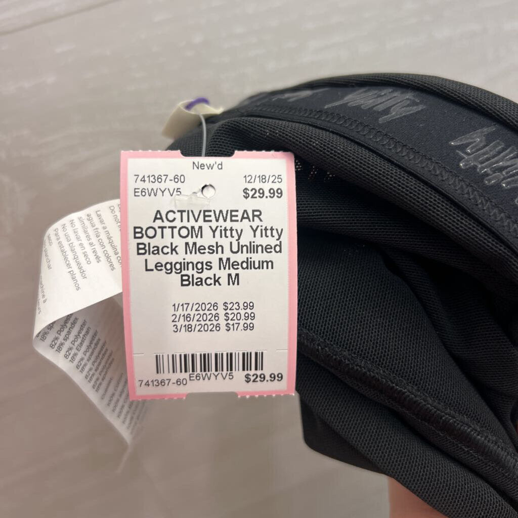 Yitty Black Mesh Unlined Leggings Medium