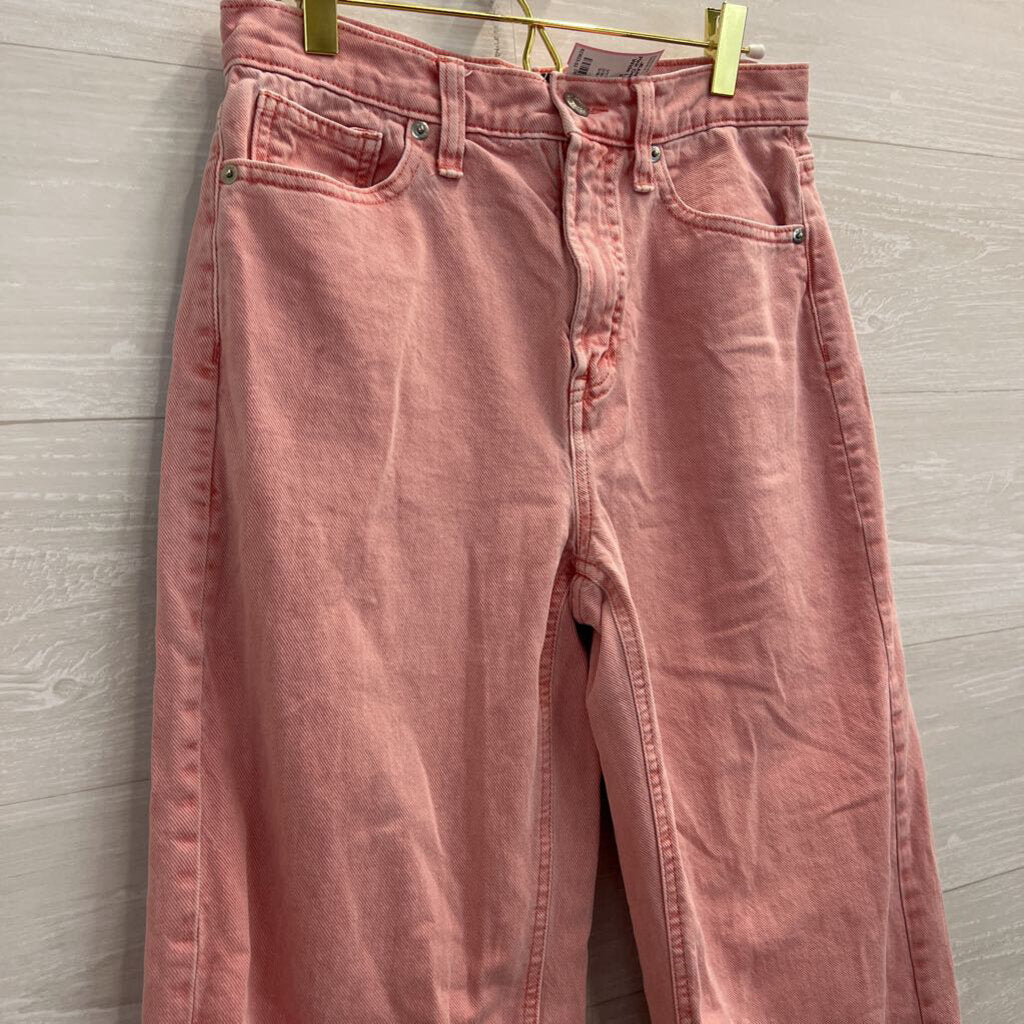 Gap Pink Denim High Rise Wide Leg Jeans 25