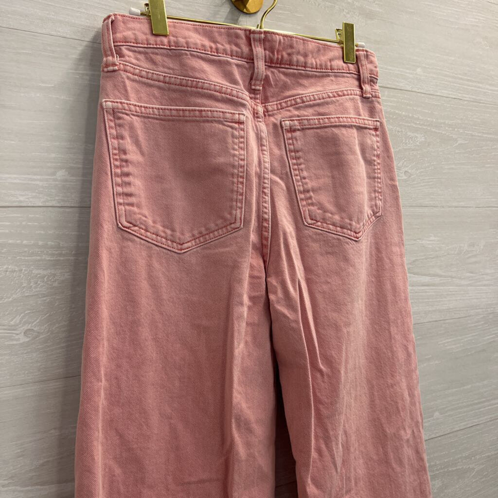 Gap Pink Denim High Rise Wide Leg Jeans 25