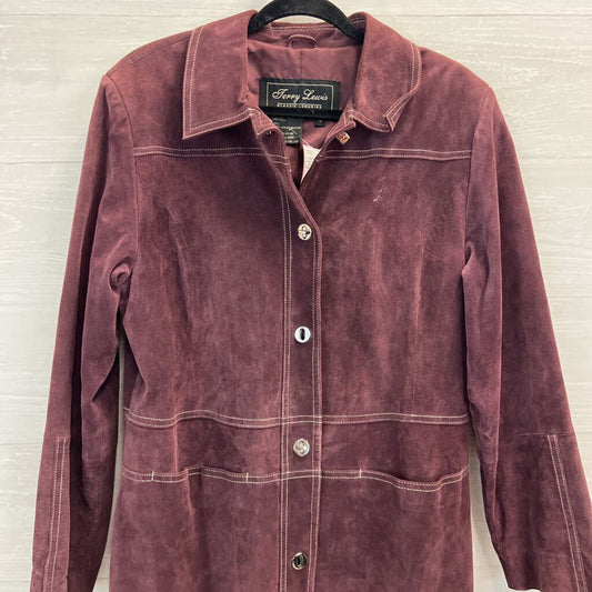 Terry Lewis Burgundy 100% Suede Leather Long Jacket Medium