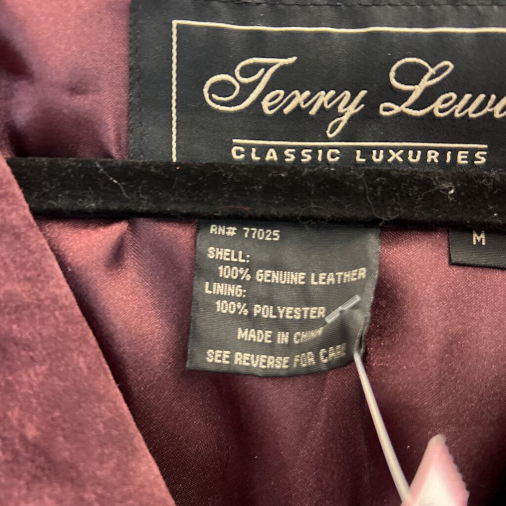 Terry Lewis Burgundy 100% Suede Leather Long Jacket Medium